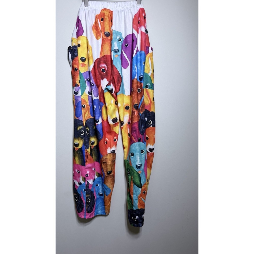 Dachshund Dog Print Pants Women Plus Size 4XL Colorful Wiener Dog Lounge Pockets - Picture 4 of 11